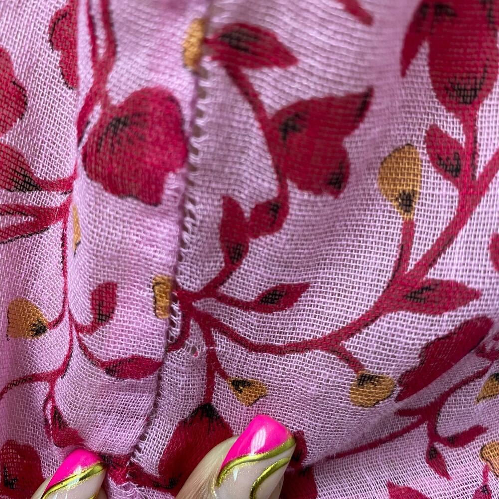Poupette St Barth Womens Pink Floral Halter Sleeveless Smocked Ruffled Dress L - Picture 13 of 16